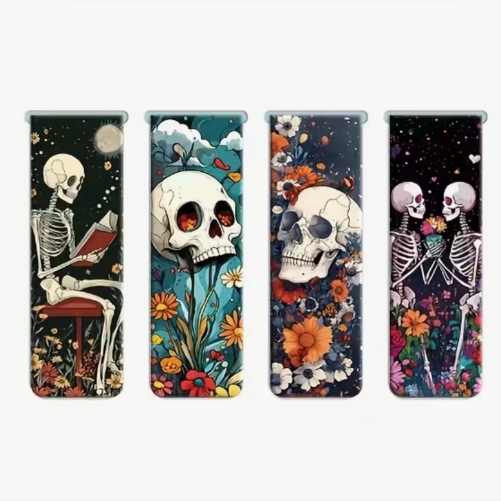 Colorful Skeleton and Skull magnetic bookmarks
